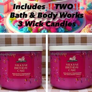 NEW(2)B&BW Milk Bar Birthday Cake 3 wick soy wax blend candles limited edition